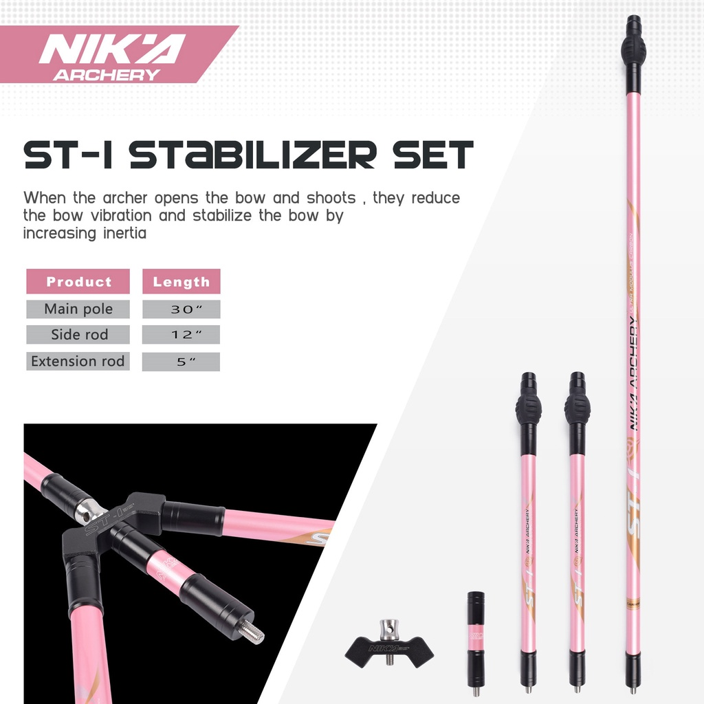 NIKA ST-1 Bow Carbon Staliziler Balance Bar Kit Rod Damper Compound Recurve Shooting
